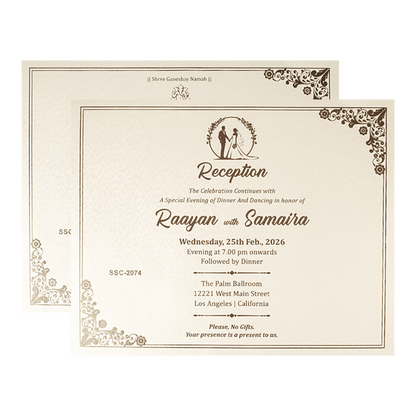 Buy White Gold Floral Padded Wedding Card
