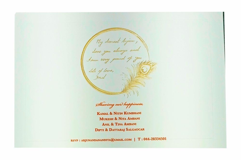 Orange Ultra Premium Luxury Invite With Peacock Feather-King of Cards