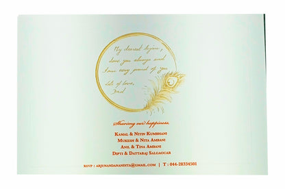 Orange Ultra Premium Luxury Invite With Peacock Feather-KNKUP035