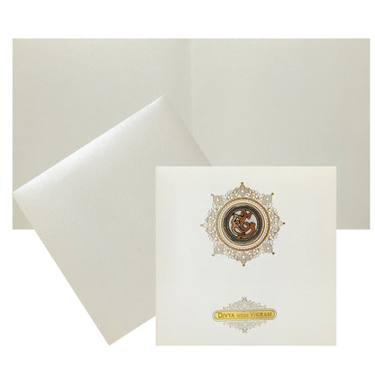 White Ganesha Invitation Card With Name Plate-KNK839MC-King of Cards