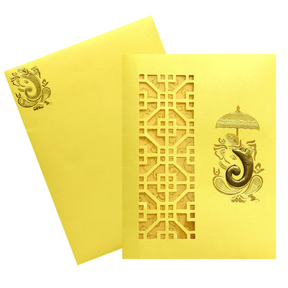 Gold Laser Cut Ganesha Invitation Card-KNKT5019