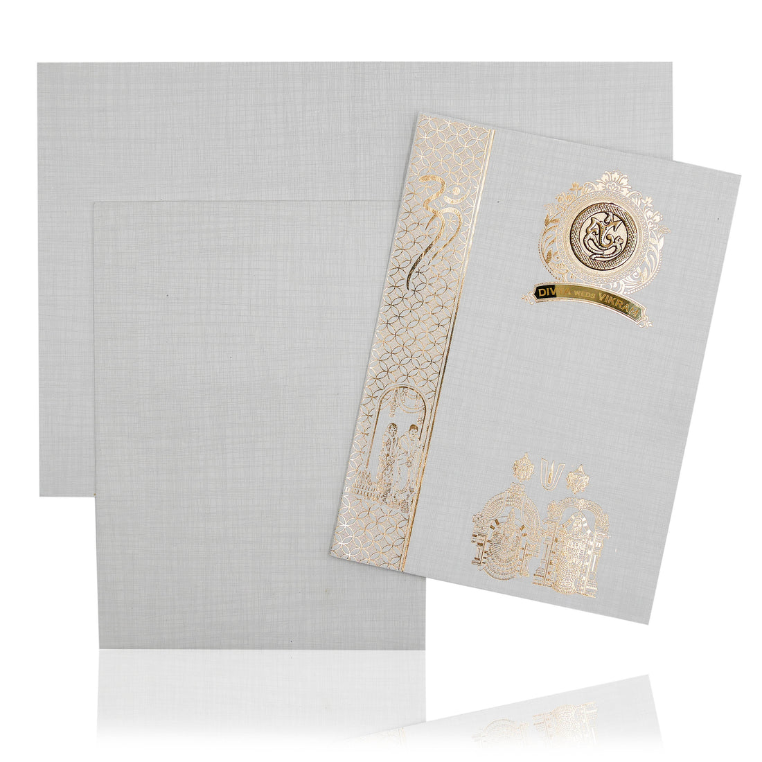 Grey Metallic Invitation Card-KNK1009GP