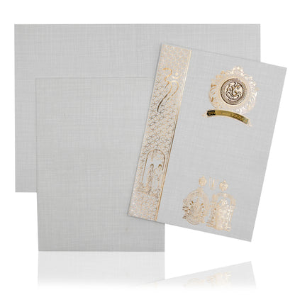 Grey Metallic Invitation Card-KNK1009GP