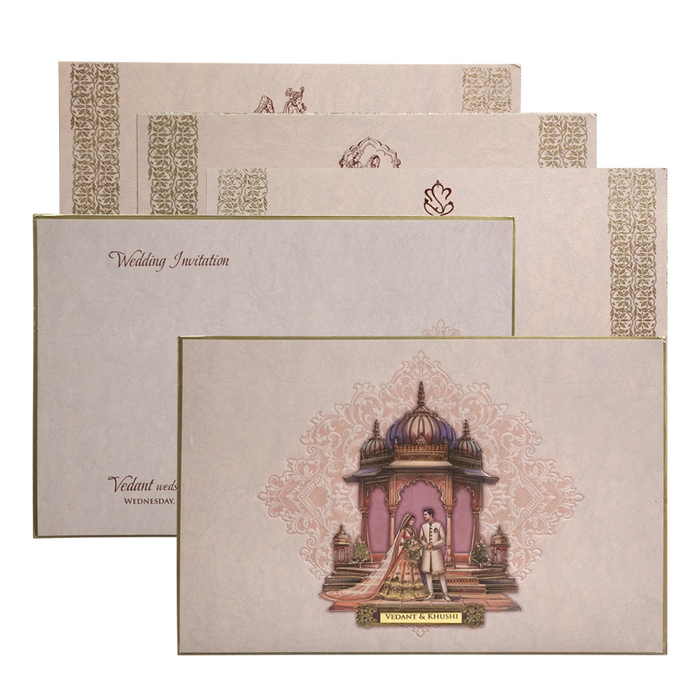 Dusty Pink Premium Embossed Marriage Card-King of Cards