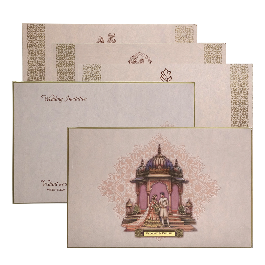 Dusty Pink Premium Embossed Marriage Card-King of Cards