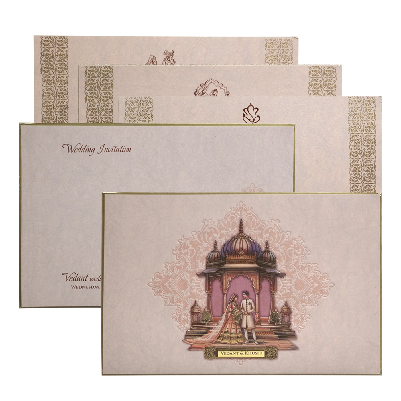 Dusty Pink Premium Embossed Marriage Card-King of Cards