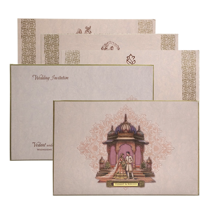 Dusty Pink Premium Embossed Marriage Card-King of Cards