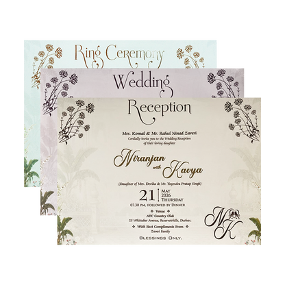 Palace Elephant Peacock Padded Wedding Card-KSH72230