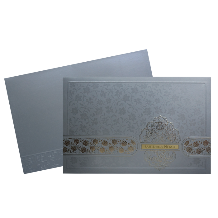 Grey Floral Marriage Invitation-King of Cards