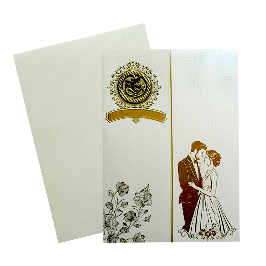 Pearl White Couple Nameplate Wedding Card-King of Cards