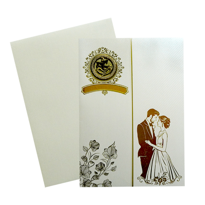 Pearl White Couple Nameplate Wedding Card-King of Cards