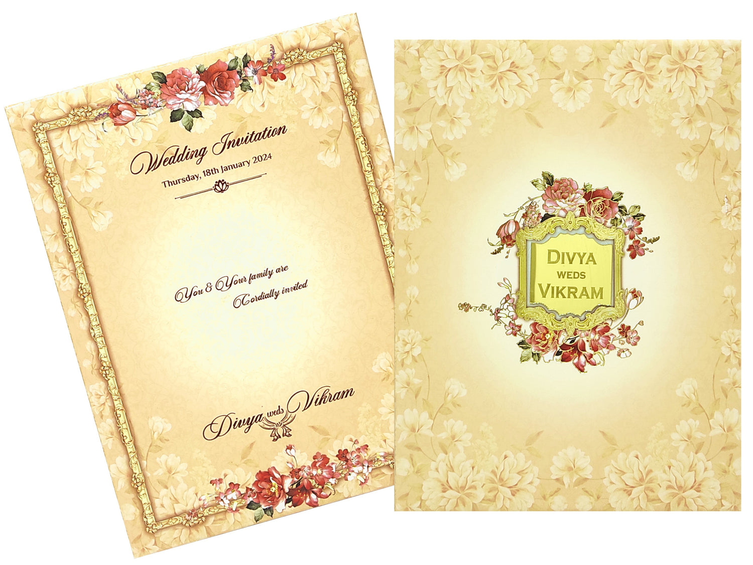 Pastel cream floral arch invitation card-KNPS8603P