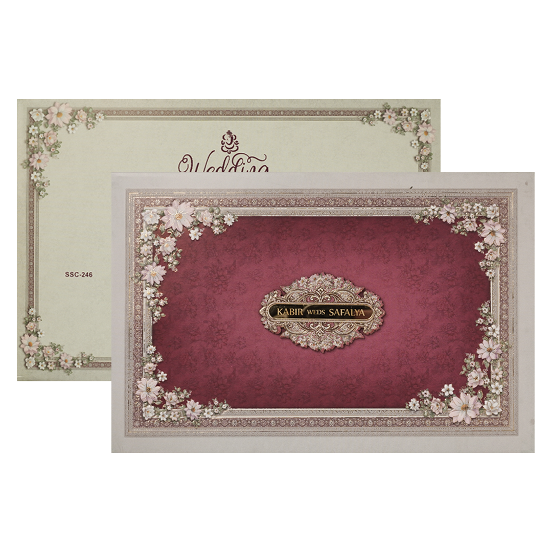 Pink Floral Padded Wedding Card-KSSC2460