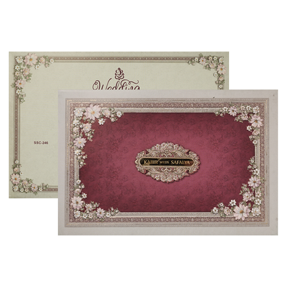 Pink Floral Padded Wedding Card-KSSC2460