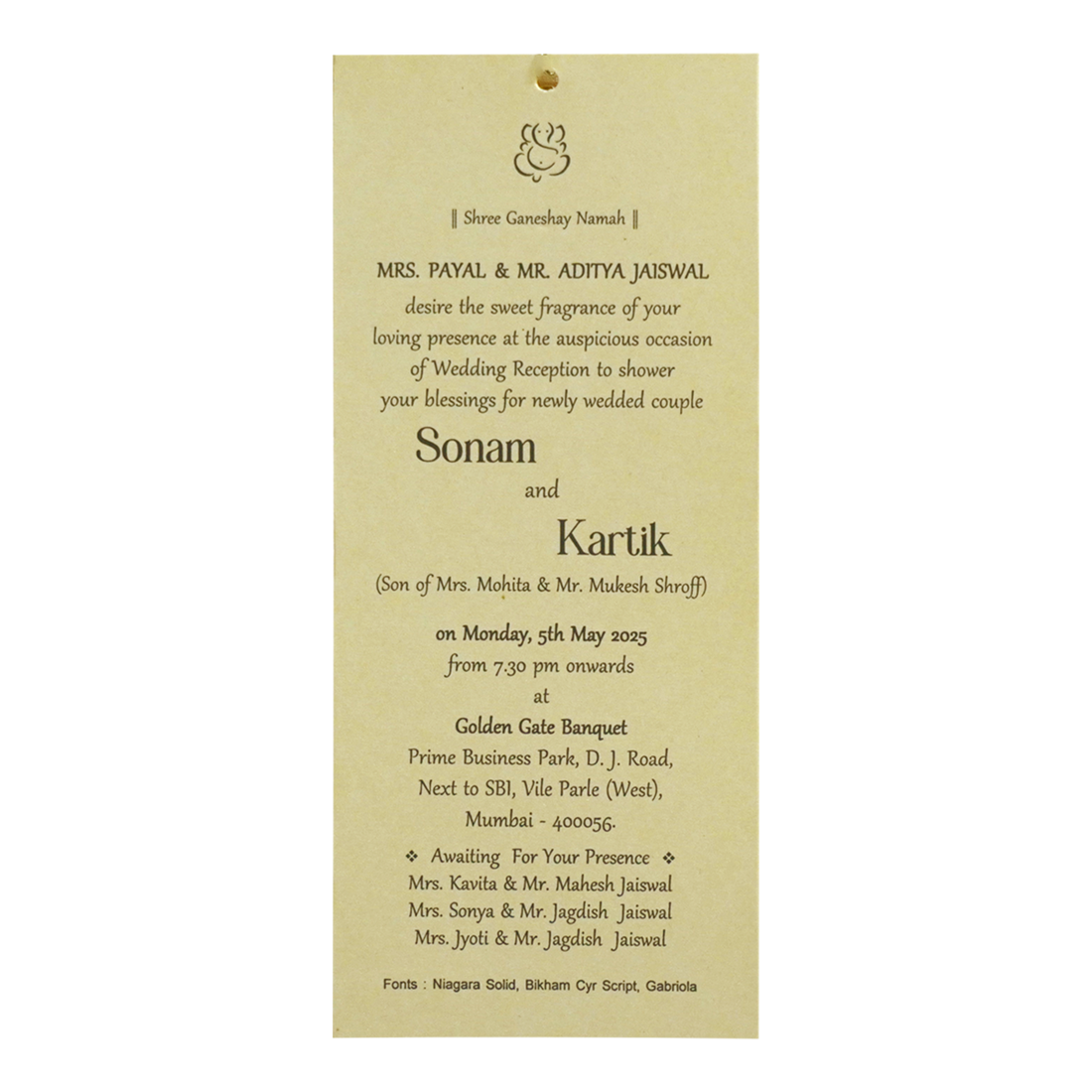 Beige Light Grey Single Invitation-KRCS7021