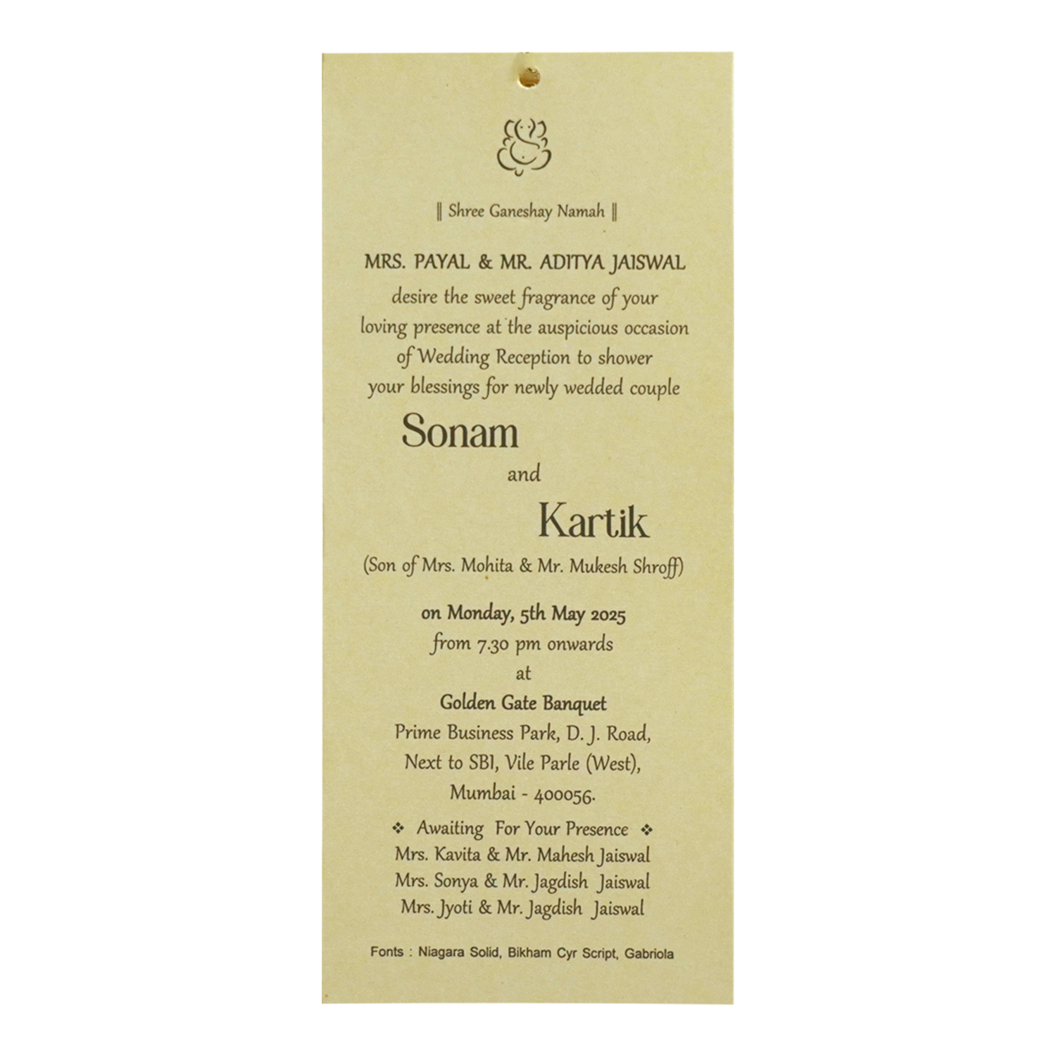 Beige Light Grey Single Invitation-KRCS7021