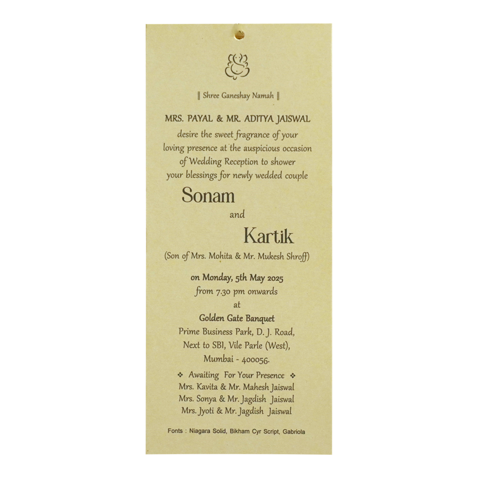 Beige Light Grey Single Invitation-KRCS7021
