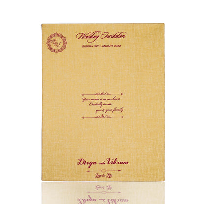 Brown Gold Padded White Flower Print Wedding Invitation-KNPP8501N