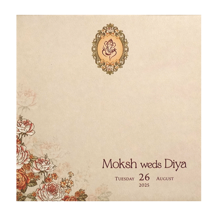 Very Light Pink Floral Wedding Card-King of Cards