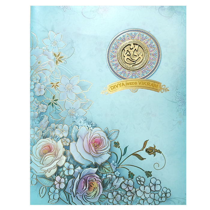 Pista Green Floral Door Type Invitation Card-King of Cards