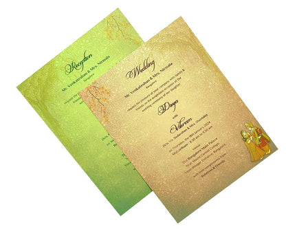 Blue Royal Padded Wedding Card With Palace Background-King of Cards