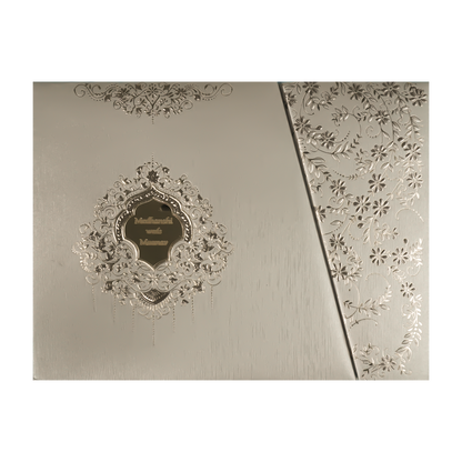 Grey Gold Padded Wedding Card-KSSC2110