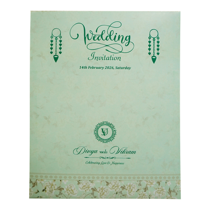 Pastel Green Floral Door-Style Invitation Card-King of Cards
