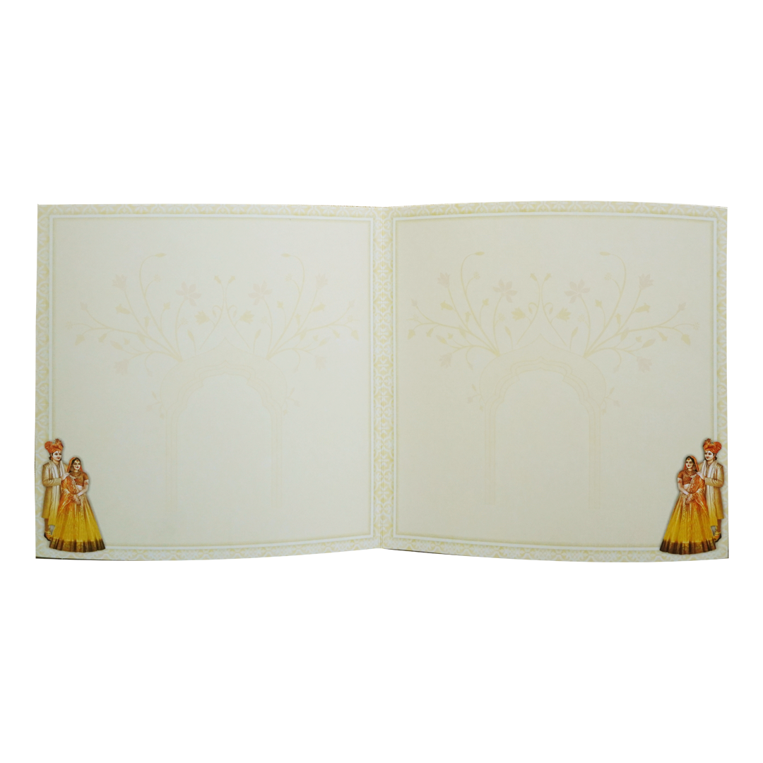Lime Yellow Textured Bride &amp; Groom Wedding Card-King of Cards