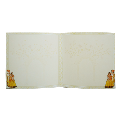 Lime Yellow Textured Bride &amp; Groom Wedding Card-King of Cards