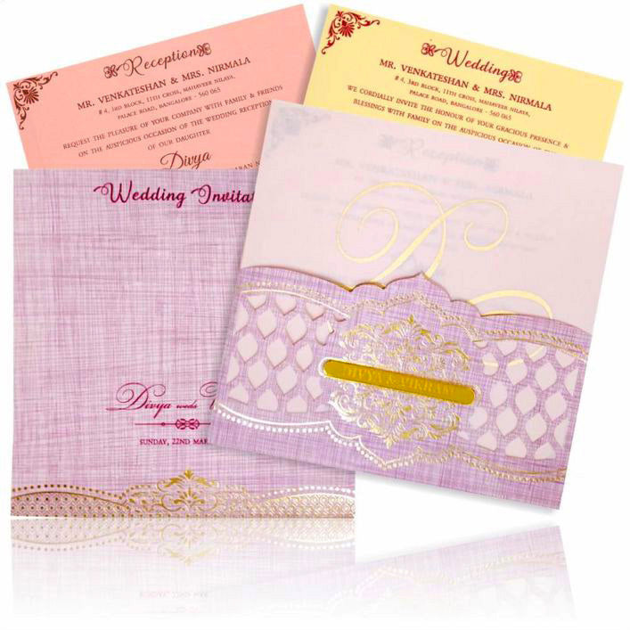 Purple Premium Floral Panache Designer Card With Name Plate-KNP7001P