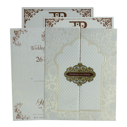 Check out White Floral Padded Wedding Card at best price. ✅WhatsApp Support ✅Express Delivery.|King of cards.