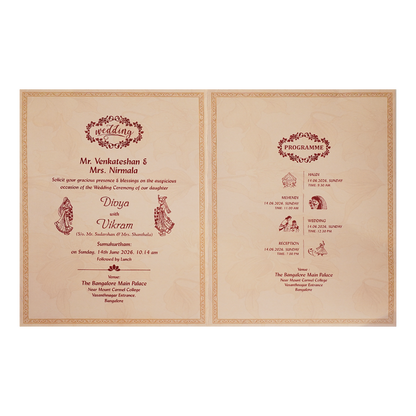 Pink Floral Bag Style Wedding Card-KNAS3102