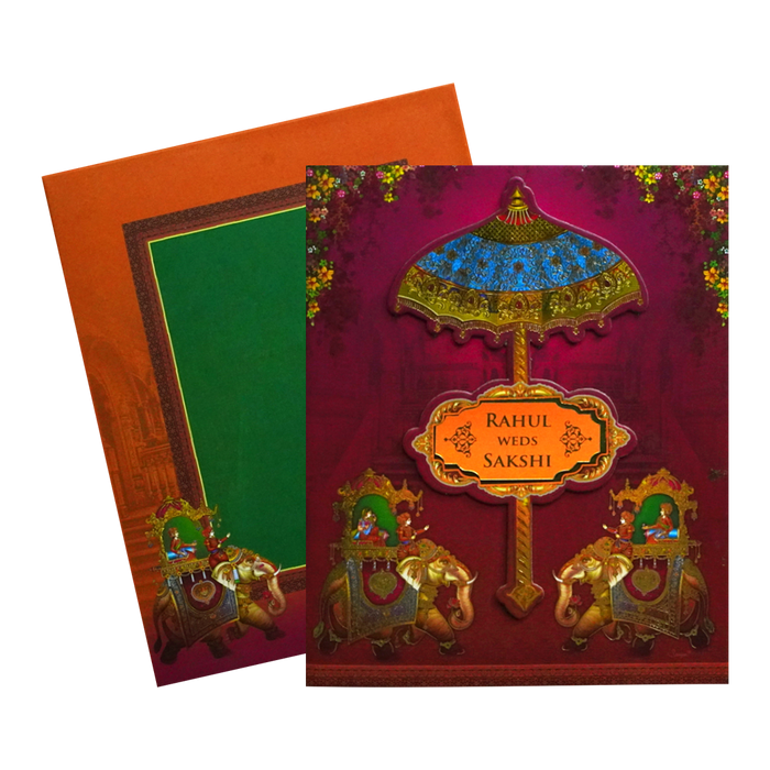 Orange Royal Padded Wedding Card-King of Cards