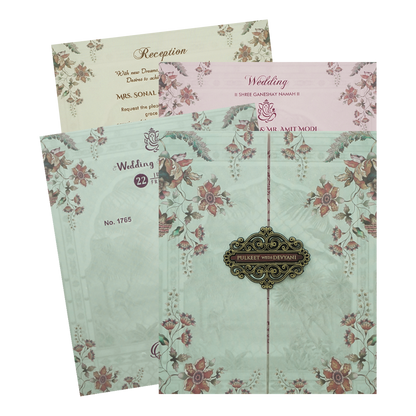 Green Floral Wedding Card-KJTS1765