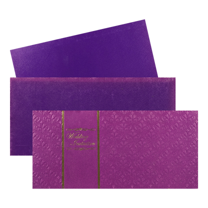 Purple Embossed Gold Border Wedding Card-KNK1274
