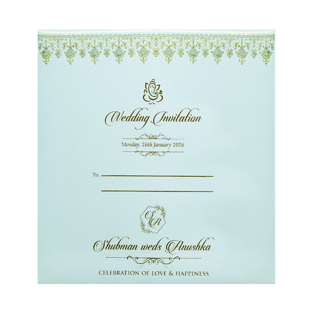 Elegant White Door Style Embossed Wedding Invitation Card-KRB09121