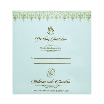 Elegant White Door Style Embossed Wedding Invitation Card-KRB09121