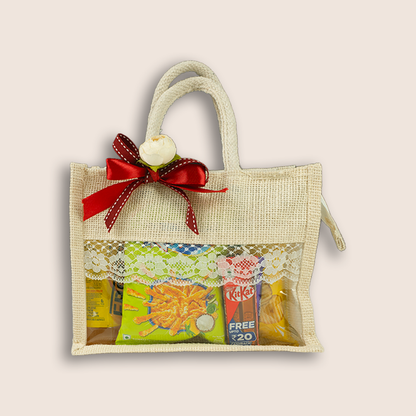 Beige Jute Premium Gift Hamper Bag - KLGH0180