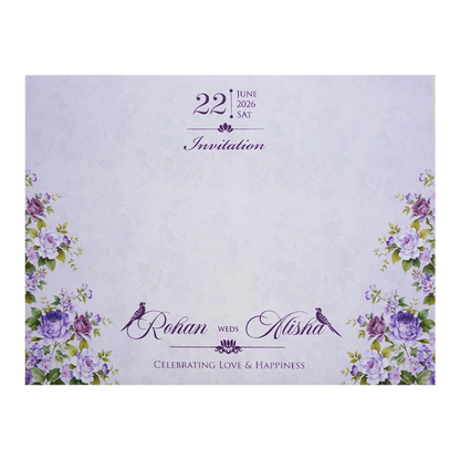 Purple Floral  Padded Wedding Card - KFR16350