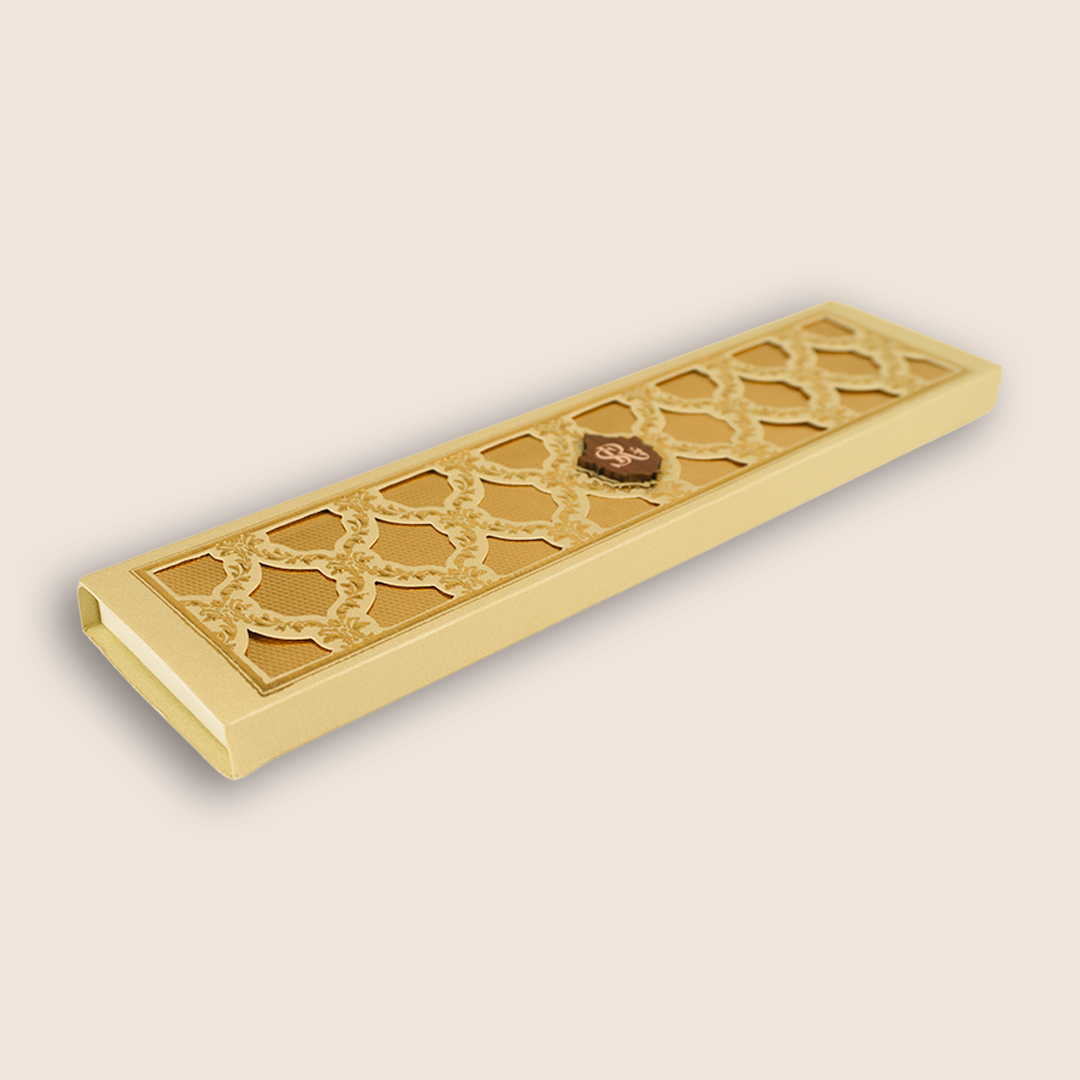 Beige Floral Laser Cut Scroll Box Card - KJPS2916