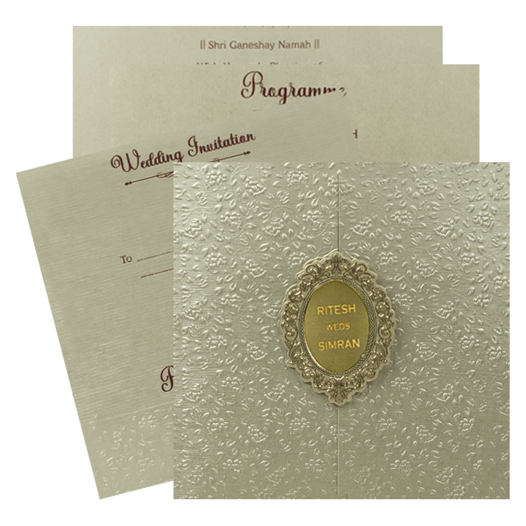 Cream Floral Wedding Card-KSI65000