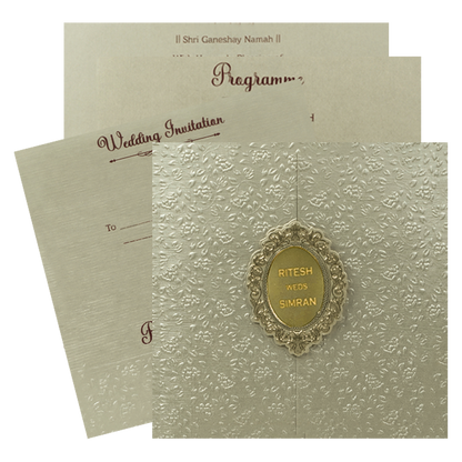 Cream Floral Wedding Card-KSI65000