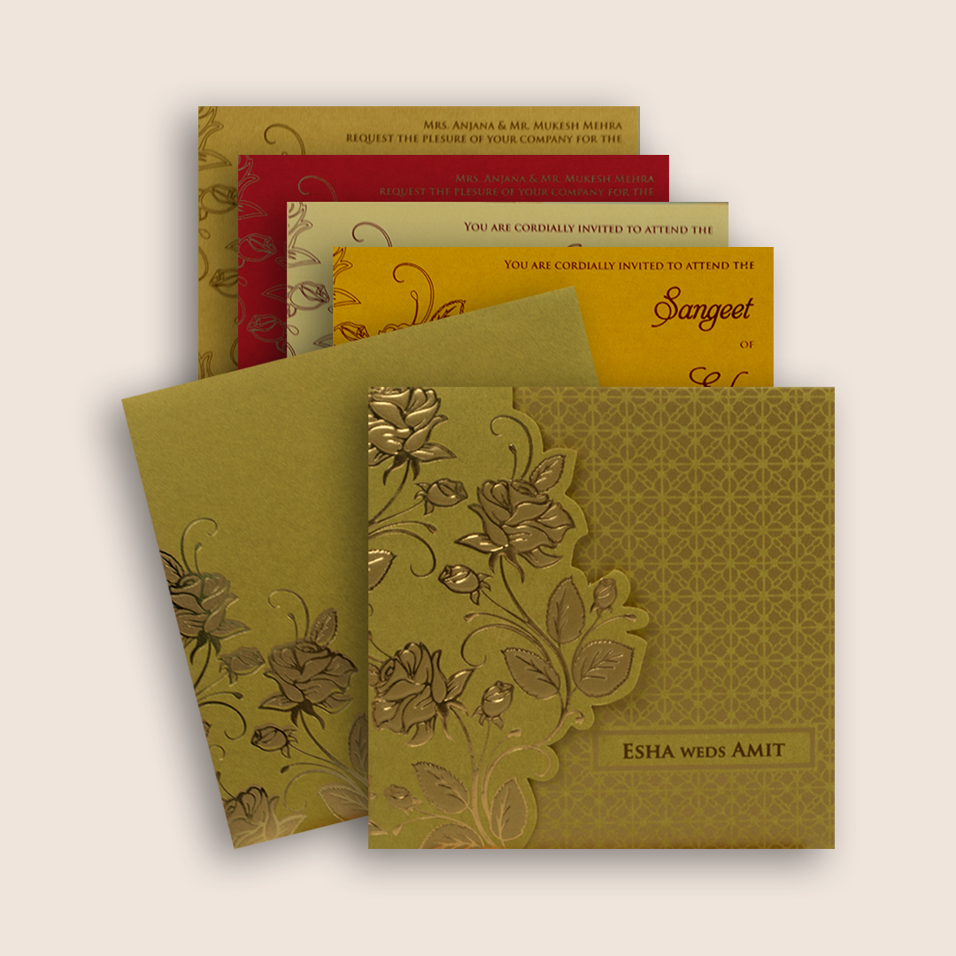 Yellow Floral Door Style Wedding Card - KPR06240