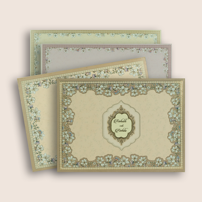 Cream Floral Padded Wedding Card - KAA05460
