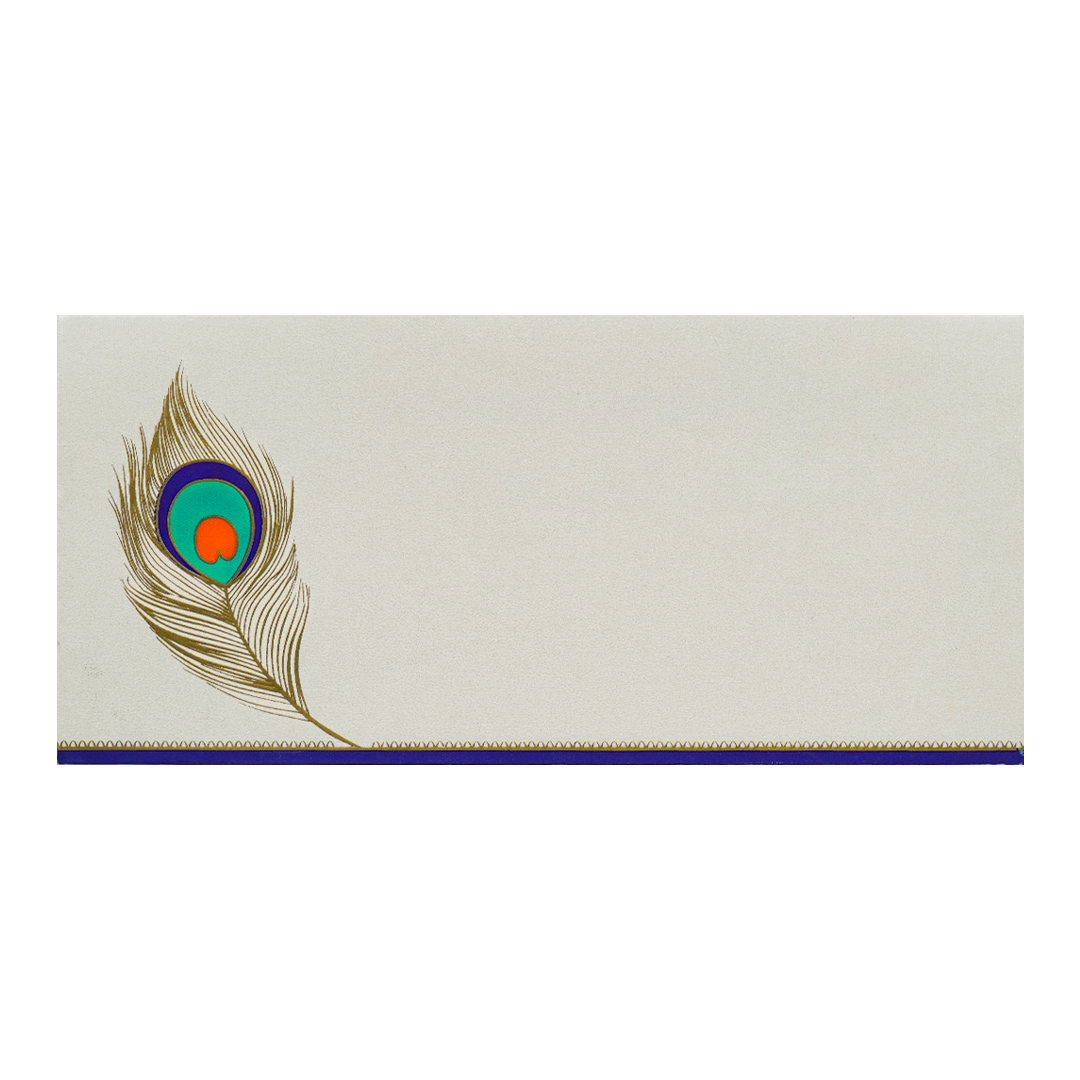 White Peacock Feather Money Envelope - KRCE2550