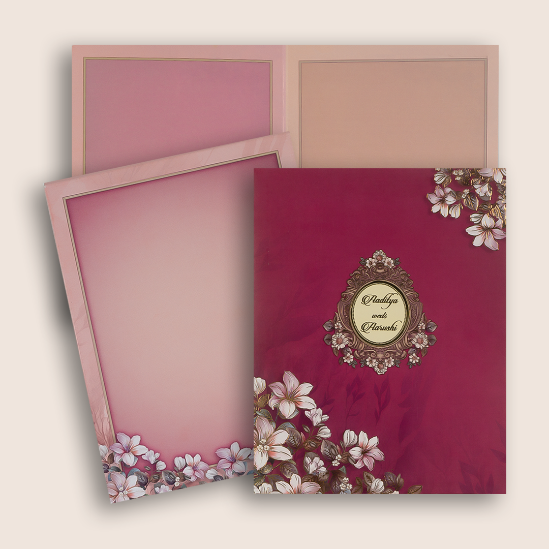 Pink Elegant Floral Wedding Card - KAA05130