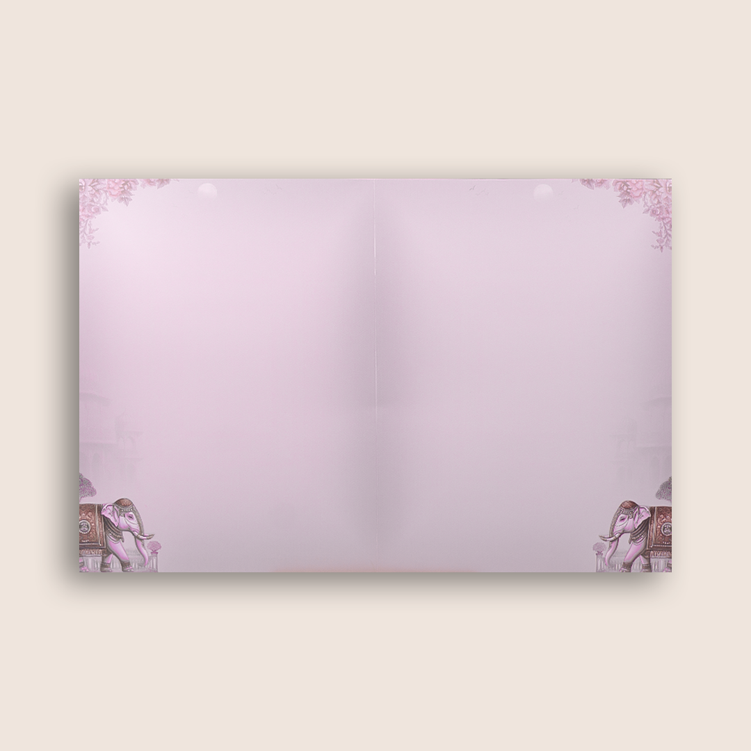 Purple Lord Ganesha Temple Floral Wedding Card  - KNKJ1166