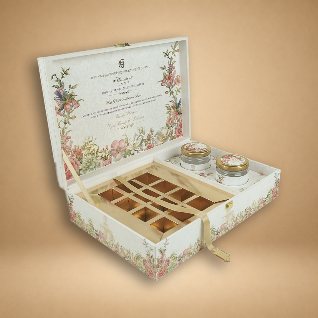White Premium Floral Luxury Invitation box - KNLW202529