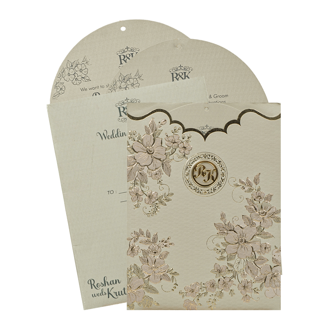 Dusty Grey Floral Wedding Card-KSI64890