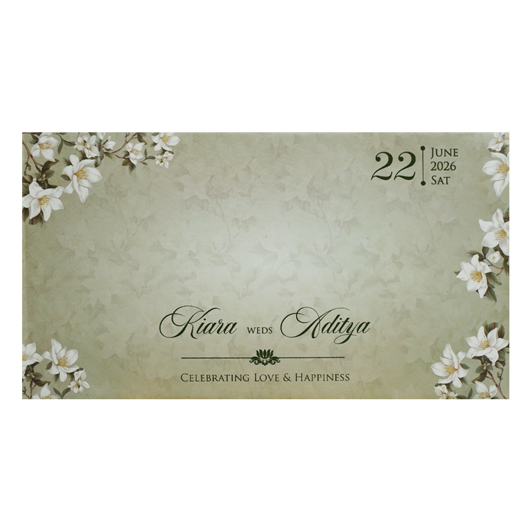 Sage Green Magnolia Floral Layered Wedding Card - KFR16140